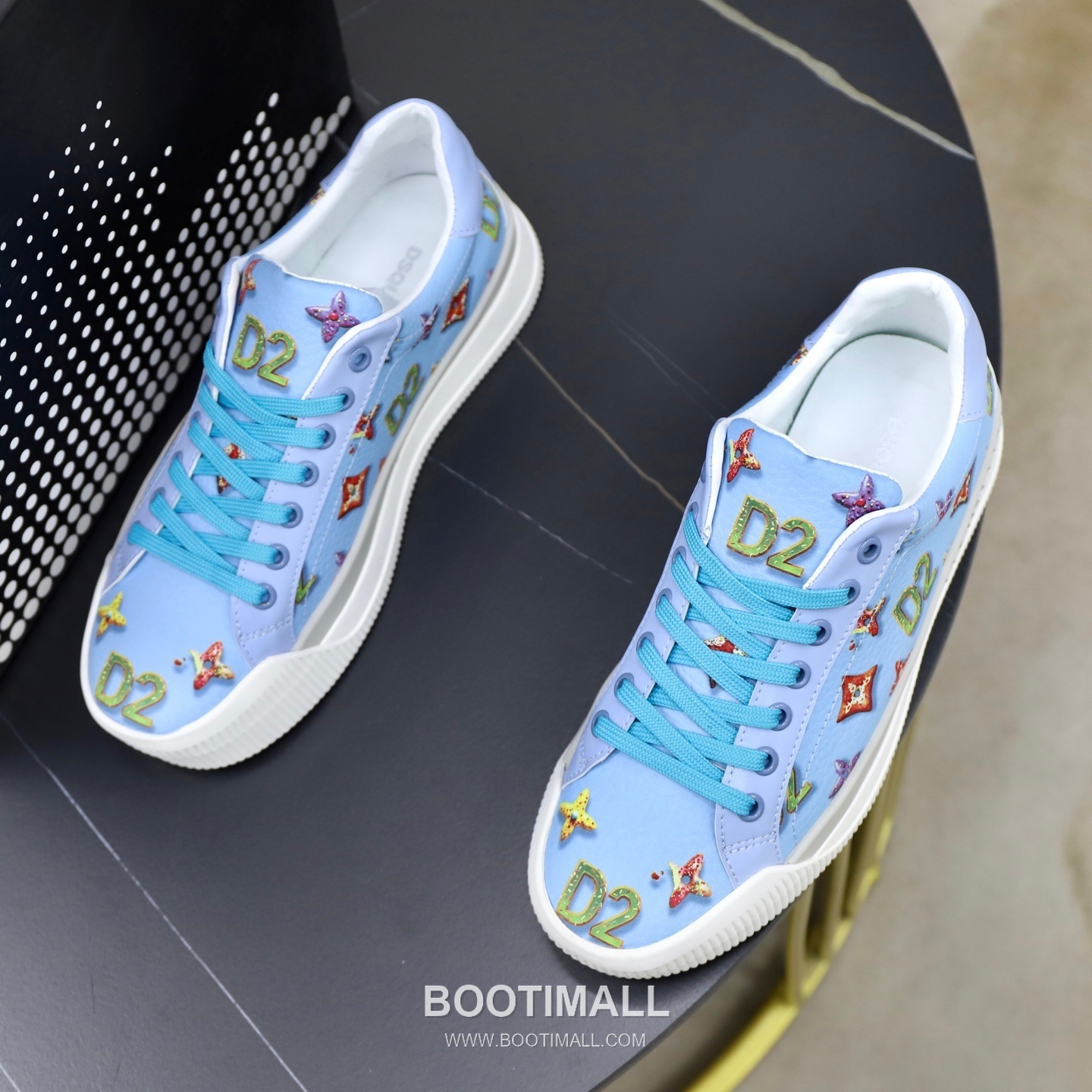 D2 3D Printed Multicolor Camouflage Leather Sneakers D2 3D 프린팅 멀티컬러 카무플라주 레더 스니커즈 2