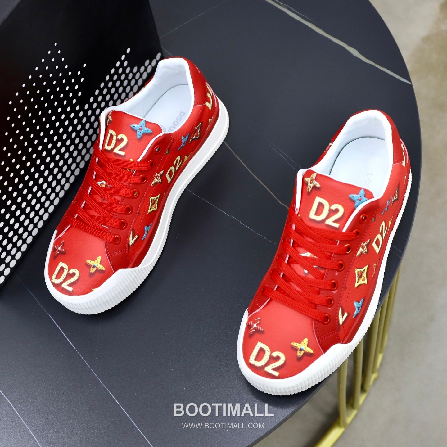 D2 3D Printed Multicolor Camouflage Leather Sneakers D2 3D 프린팅 멀티컬러 카무플라주 레더 스니커즈 2