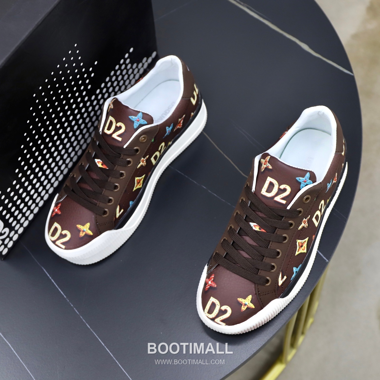 D2 3D Printed Multicolor Camouflage Leather Sneakers D2 3D 프린팅 멀티컬러 카무플라주 레더 스니커즈 2