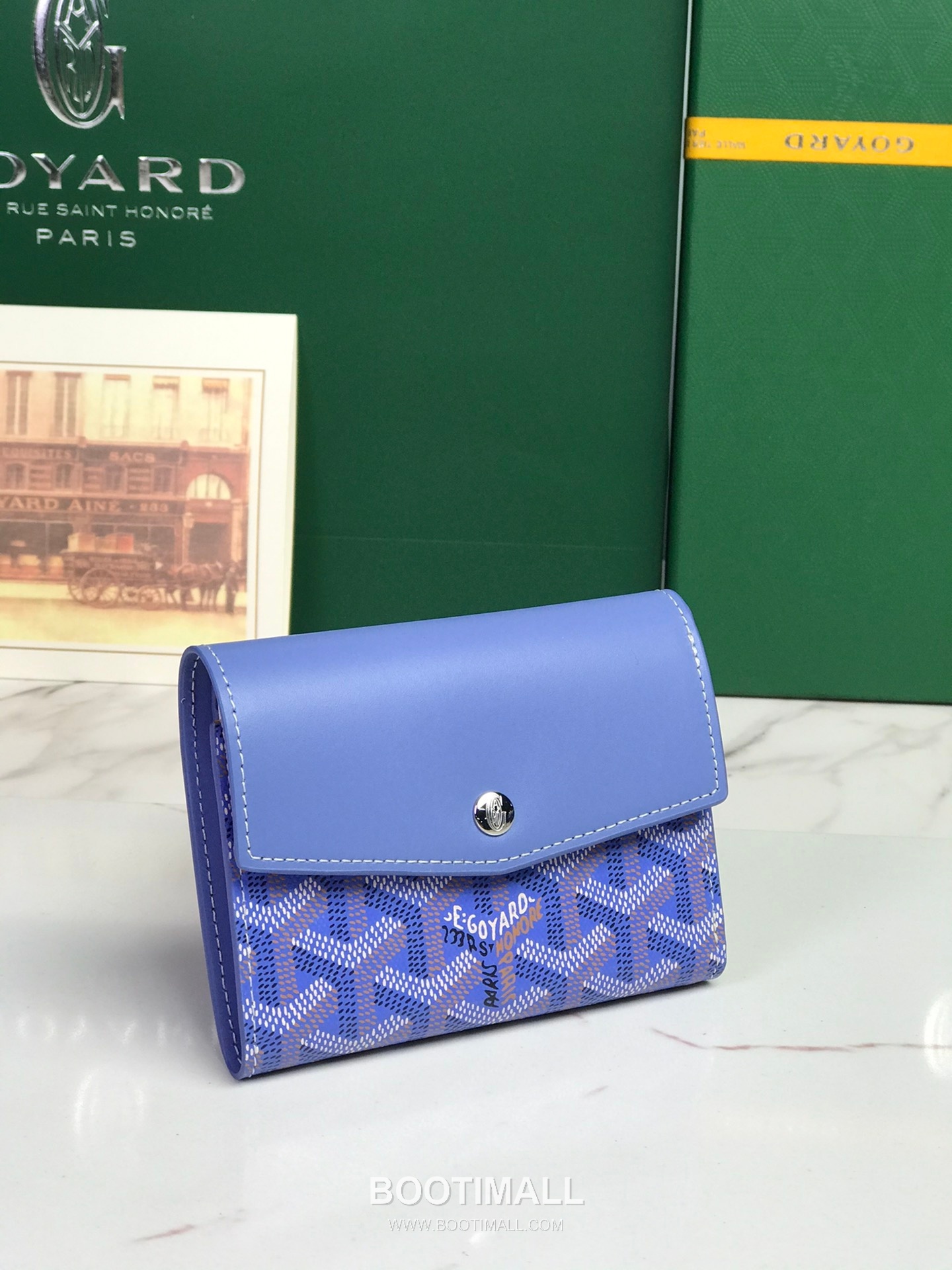 Goyard Saint-Gabriel Goyardine Canvas Calfskin Leather Wallet 고야드 생가브리엘 고야딘 캔버스 카프스킨 레더 장지갑 12cm 3