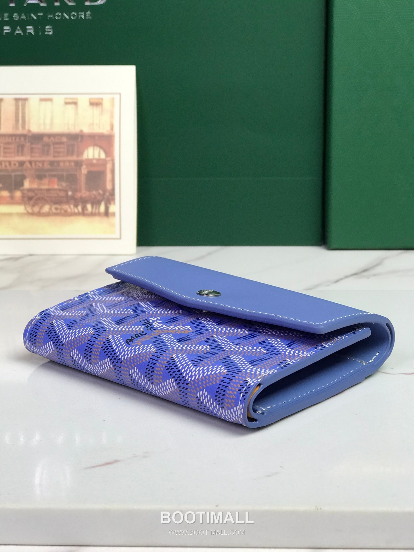 Goyard Saint-Gabriel Goyardine Canvas Calfskin Leather Wallet 고야드 생가브리엘 고야딘 캔버스 카프스킨 레더 장지갑 12cm 4