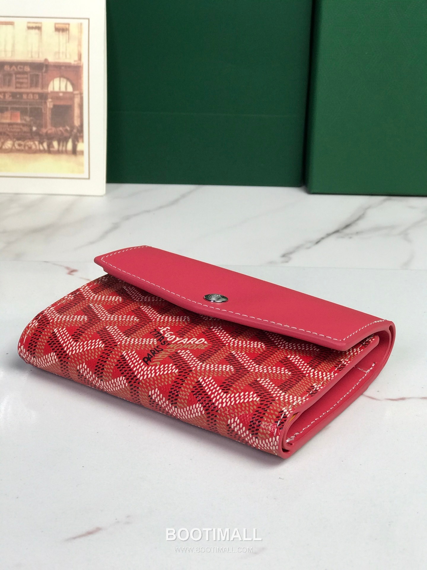 Goyard Saint-Gabriel Goyardine Canvas Calfskin Leather Wallet 고야드 생가브리엘 고야딘 캔버스 카프스킨 레더 장지갑 12cm 4