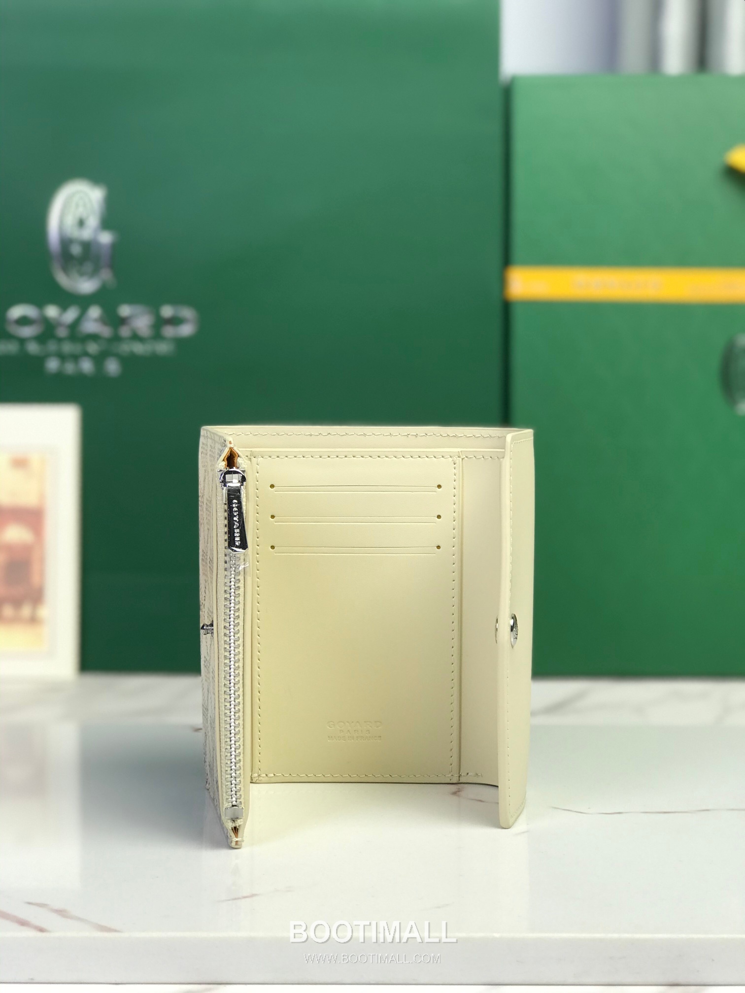 Goyard Saint-Gabriel Goyardine Canvas Calfskin Leather Wallet 고야드 생가브리엘 고야딘 캔버스 카프스킨 레더 장지갑 12cm 4