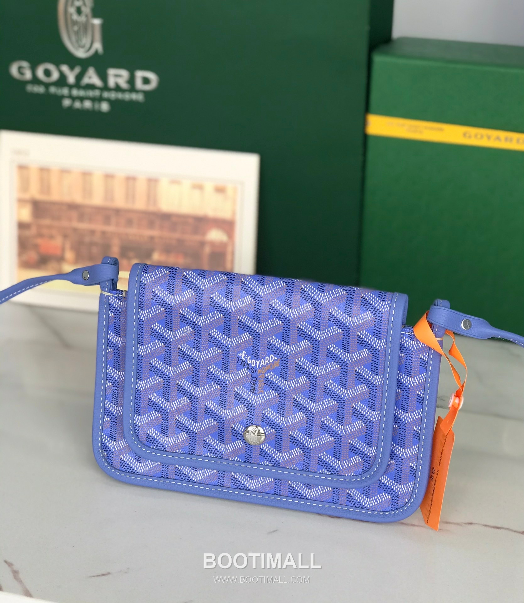 Goyard Plumet Triple Compartment Canvas Leather Crossbody Bag 고야드 플루멧 020188 캔버스 레더 크로스백 20cm 3