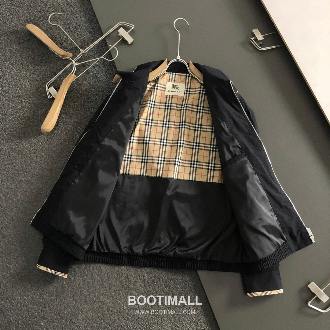 Burberry Check Trim Logo Embroidery Jacket Black 버버리 체크 트리밍 로고 자수 자켓 블랙 5