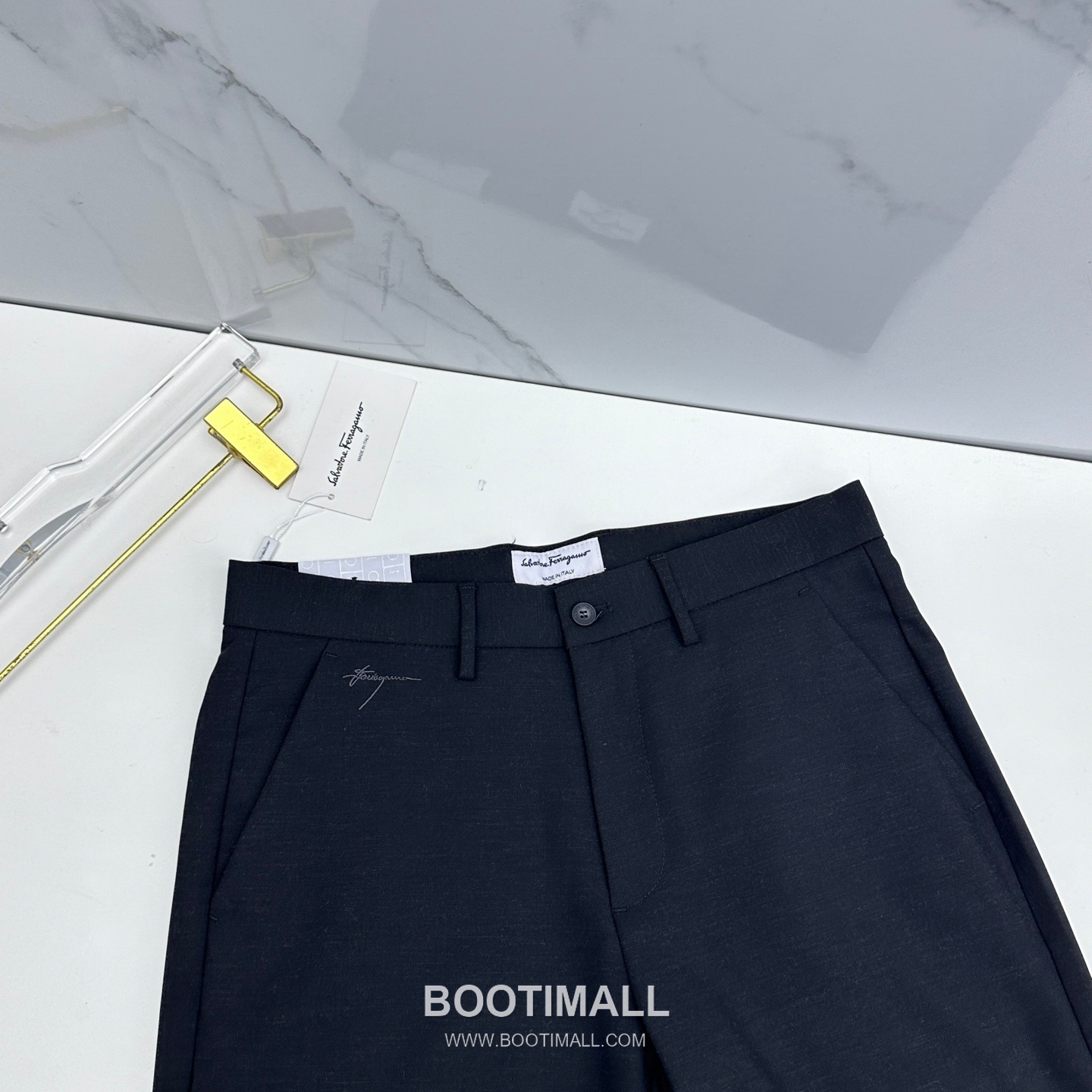 Ferragamo Tailored Cotton Blend Trousers Black 페라가모 테일러드 코튼 블렌드 트라우저 블랙 4