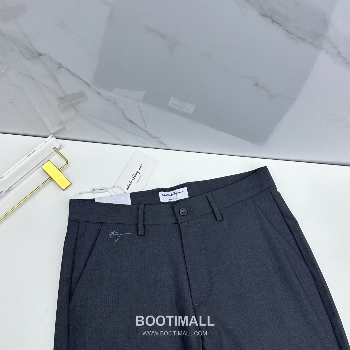 Ferragamo Tailored Cotton Blend Trousers Black 페라가모 테일러드 코튼 블렌드 트라우저 블랙 4