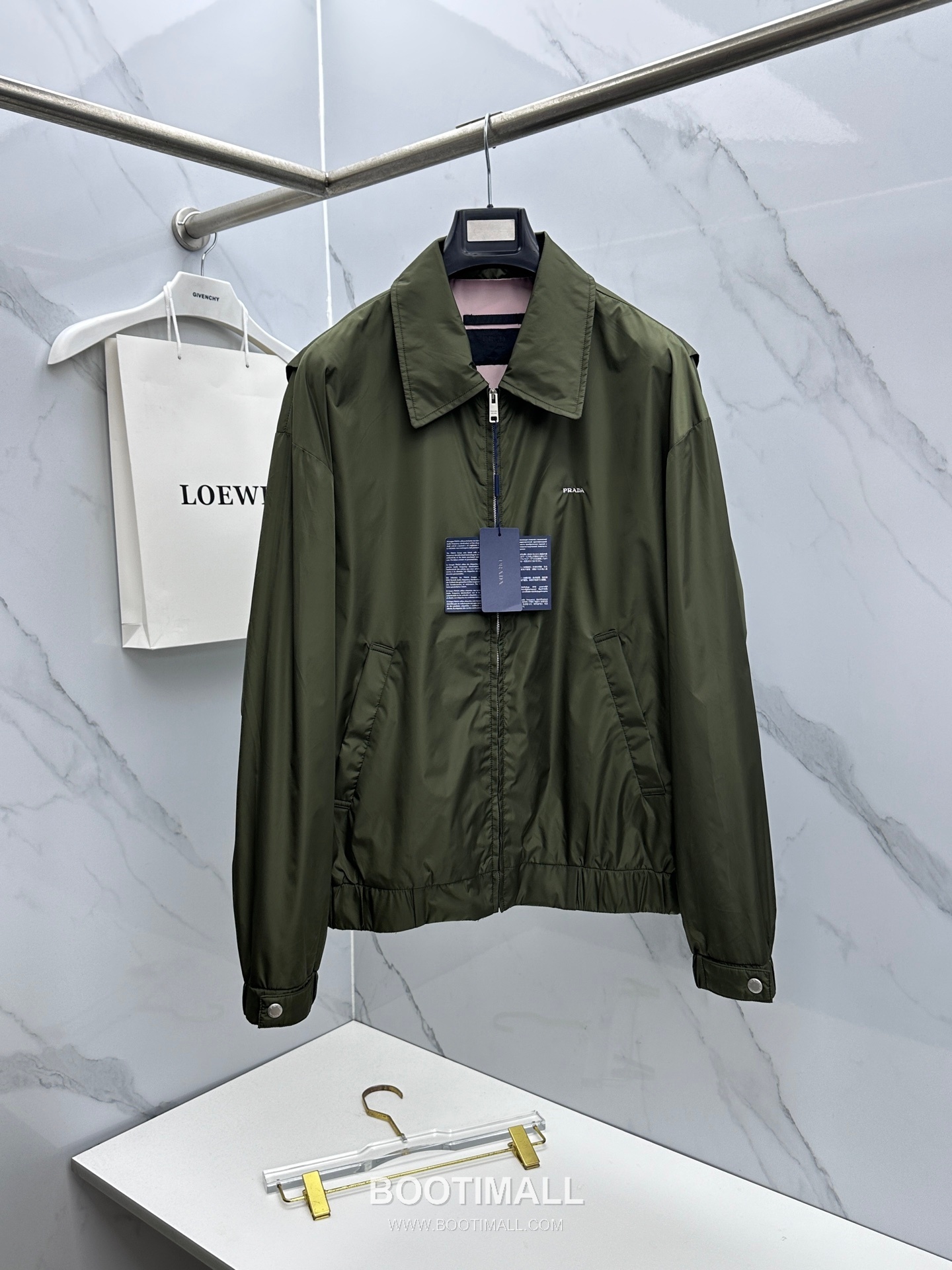 Prada Collar Zip Jacket Black Green 프라다 칼라 집업 자켓 블랙 그린 1