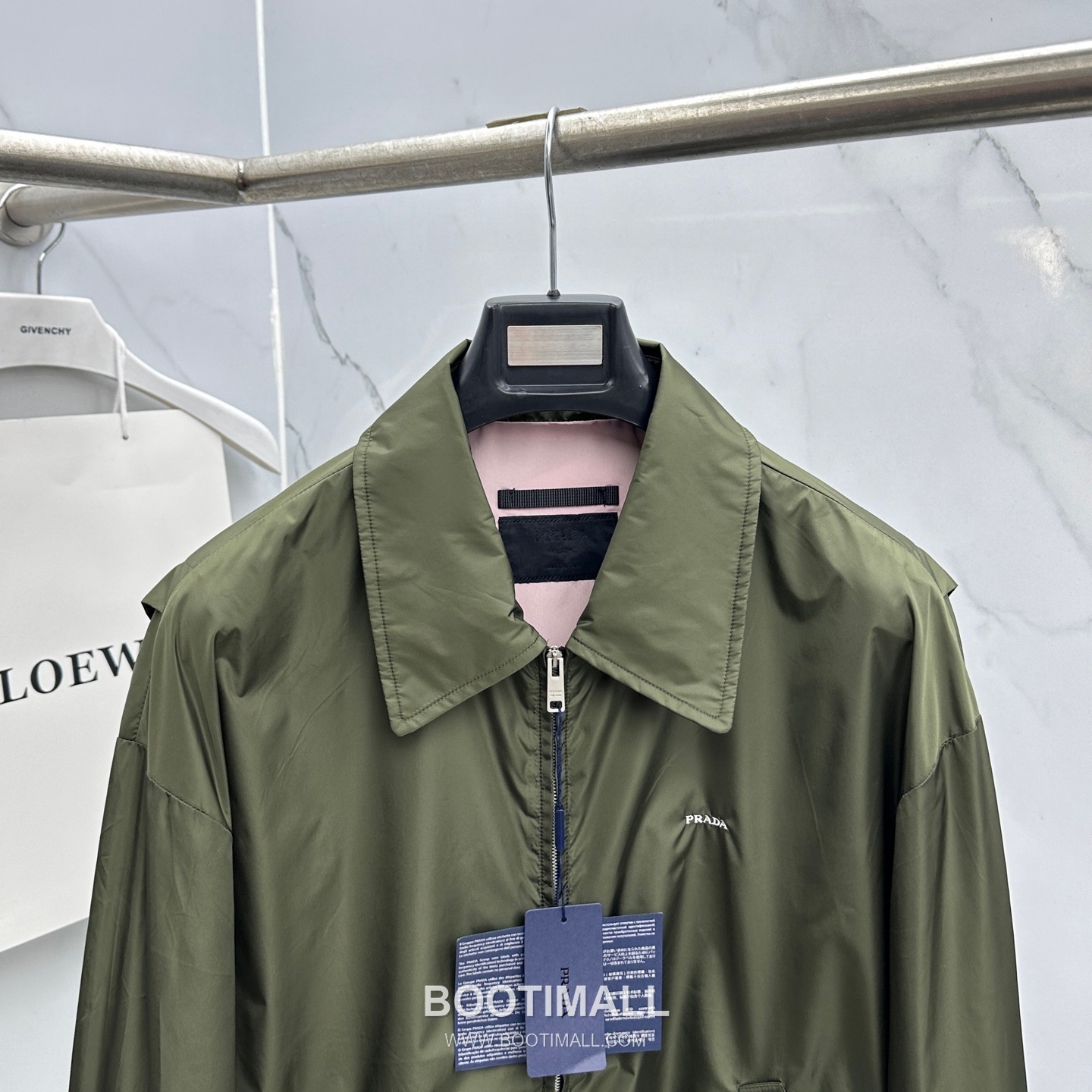 Prada Collar Zip Jacket Black Green 프라다 칼라 집업 자켓 블랙 그린 2