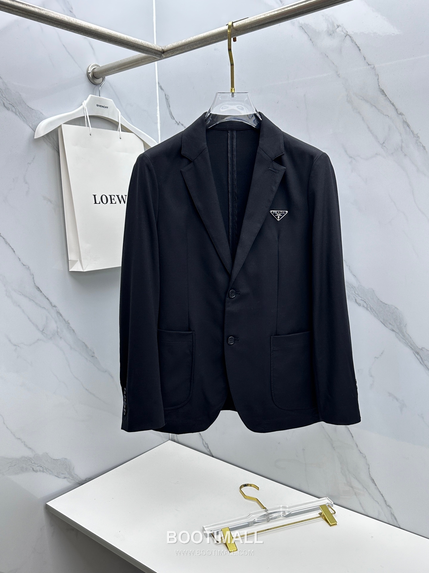 Prada Cotton Linen Blend Tailored Blazer Navy 프라다 코튼 린넨 블렌드 테일러드 블레이저 네이비 1