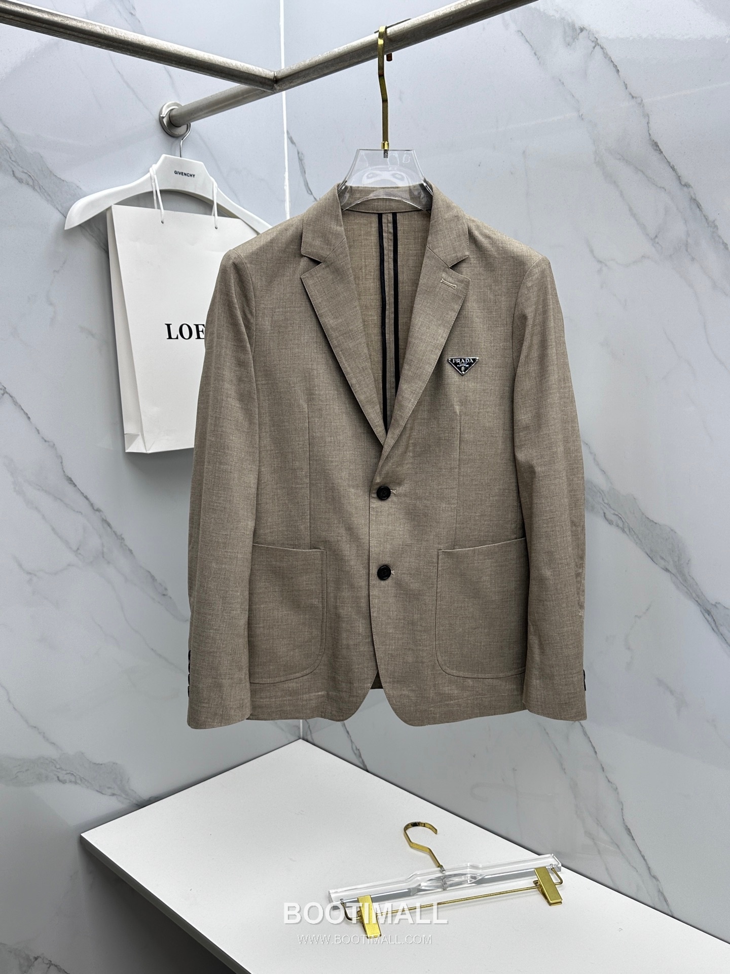 Prada Cotton Linen Blend Tailored Blazer Navy 프라다 코튼 린넨 블렌드 테일러드 블레이저 네이비 1