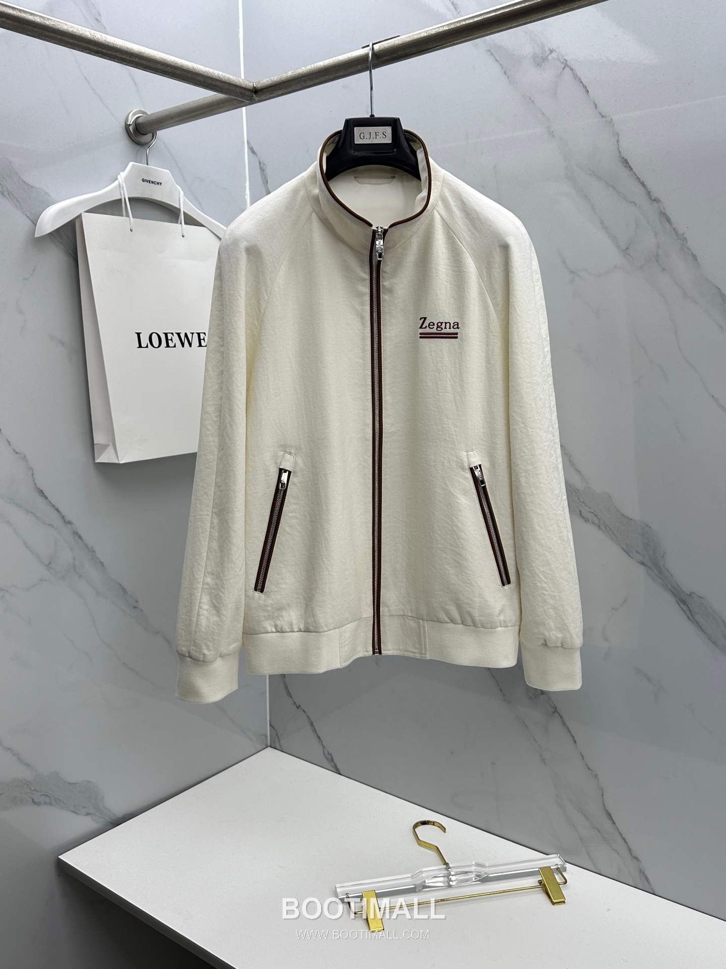 Zegna Cotton Linen Stand Collar Jacket Navy 제냐 코튼 리넨 스탠드 칼라 자켓 네이비 1