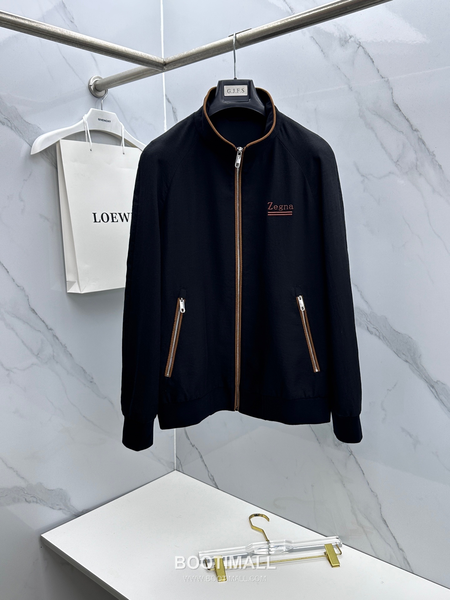 Zegna Cotton Linen Stand Collar Jacket Navy 제냐 코튼 리넨 스탠드 칼라 자켓 네이비 1