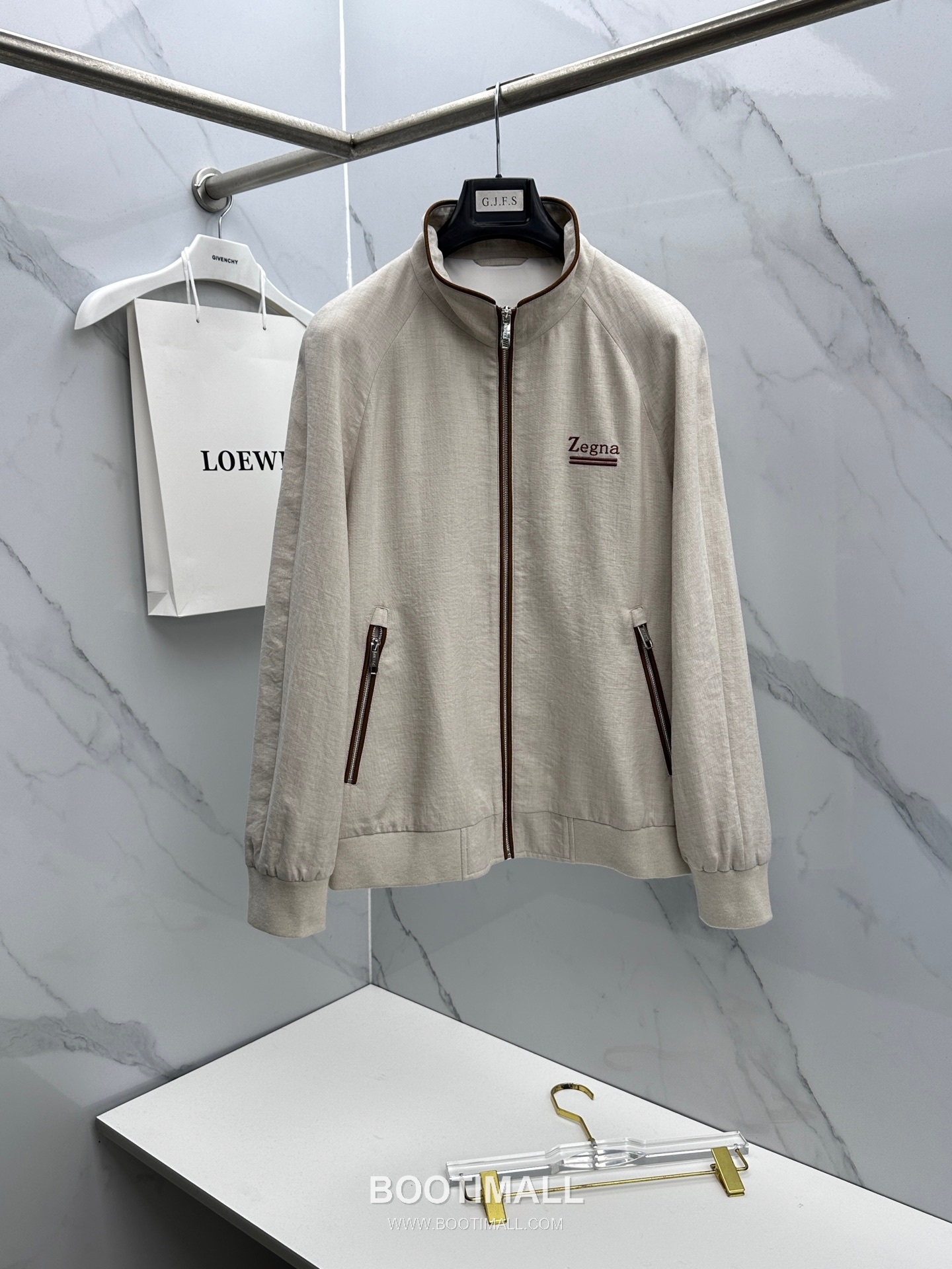 Zegna Cotton Linen Stand Collar Jacket Navy 제냐 코튼 리넨 스탠드 칼라 자켓 네이비 1