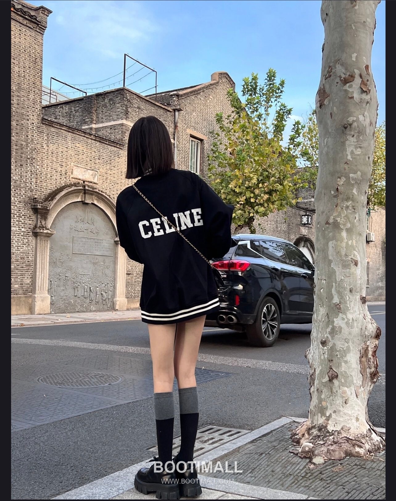 C Logo Striped Trim Baseball Jacket Black C 로고 스트라이프 트림 야구 점퍼 블랙 4