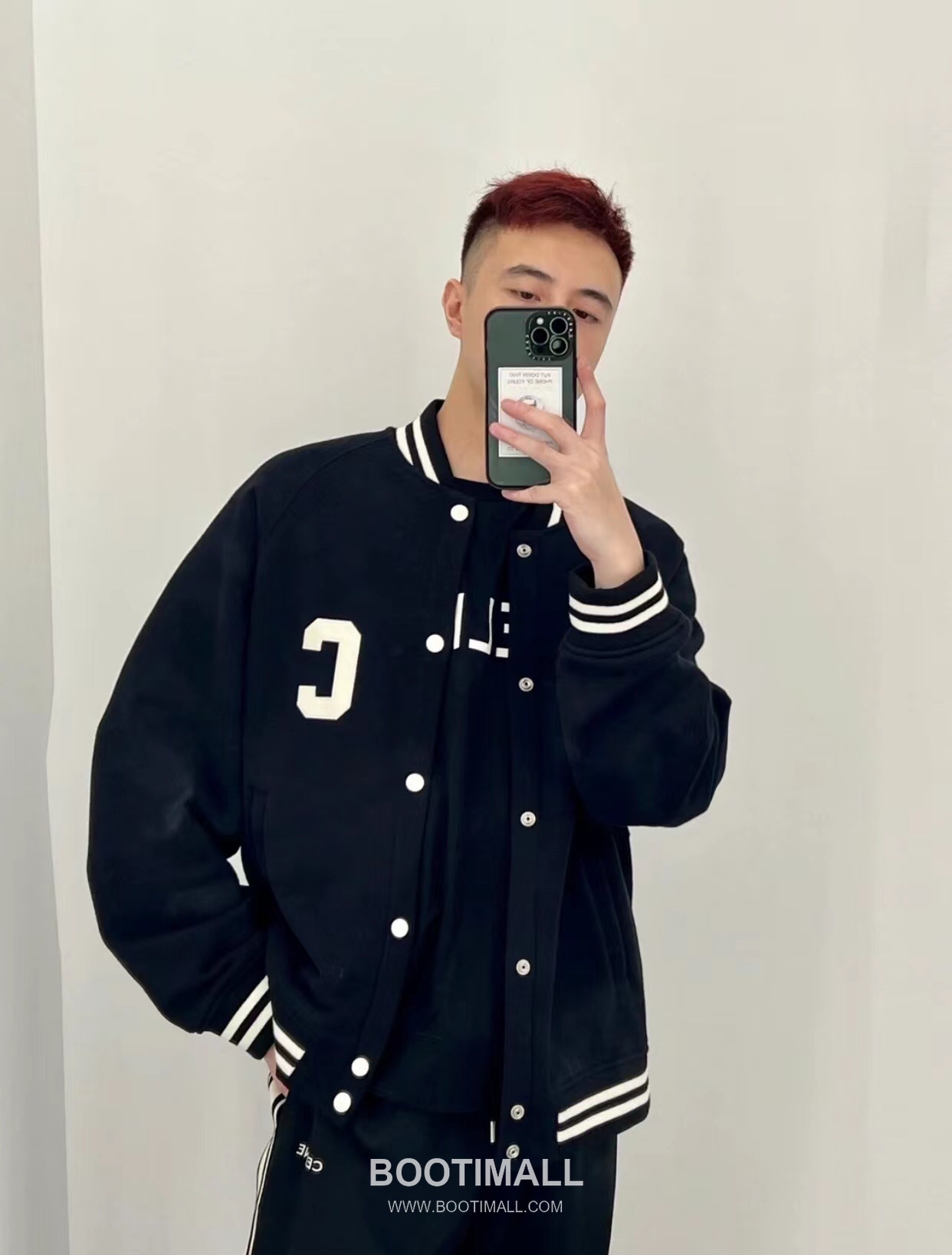 C Logo Striped Trim Baseball Jacket Black C 로고 스트라이프 트림 야구 점퍼 블랙 7