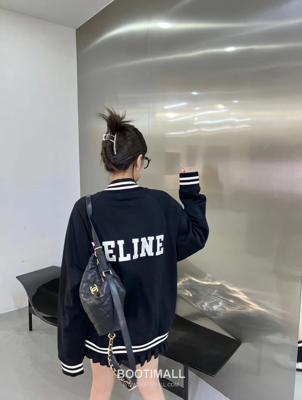 C Logo Striped Trim Baseball Jacket Black C 로고 스트라이프 트림 야구 점퍼 블랙 9