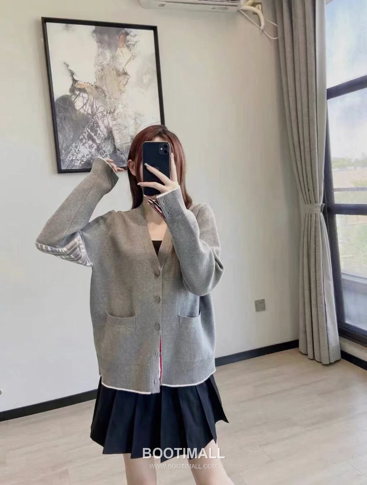 Thom Browne Four Bar Airplane Graphic Wool Knit Cardigan Grey 톰브라운 포 바 비행기 그래픽 울 니트 가디건 그레이 3