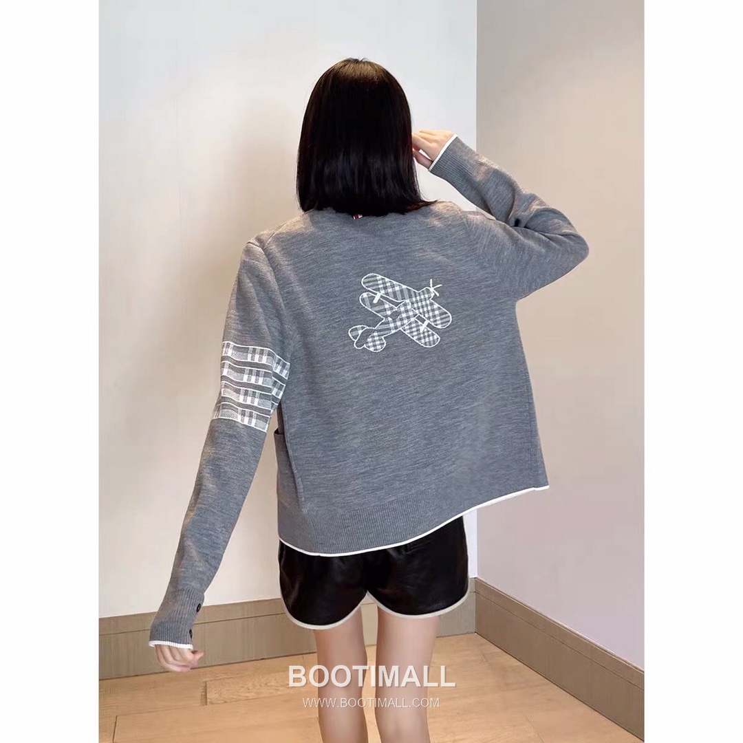 Thom Browne Four Bar Airplane Graphic Wool Knit Cardigan Grey 톰브라운 포 바 비행기 그래픽 울 니트 가디건 그레이 8
