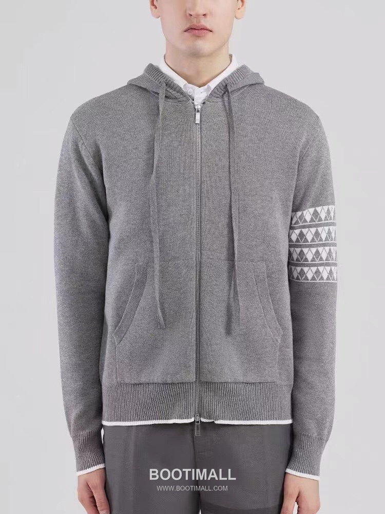 Thom Browne Back Diamond Quilted Dog Knit Hooded Zip-Up Jacket Grey 톰브라운 백 다이아몬드 퀼팅 독 니트 후드 집업 자켓 그레이 2658 2