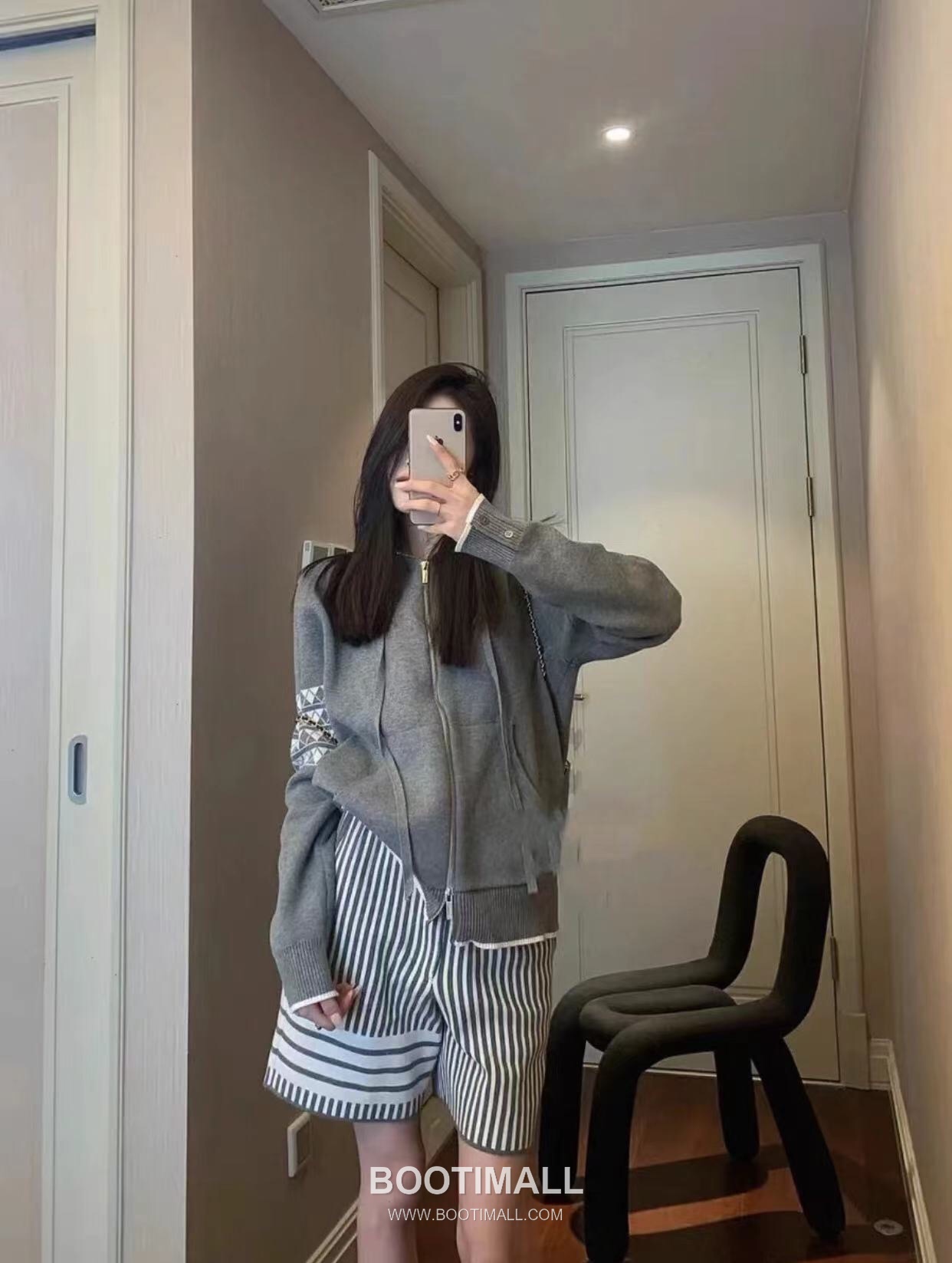 Thom Browne Back Diamond Quilted Dog Knit Hooded Zip-Up Jacket Grey 톰브라운 백 다이아몬드 퀼팅 독 니트 후드 집업 자켓 그레이 2658 6