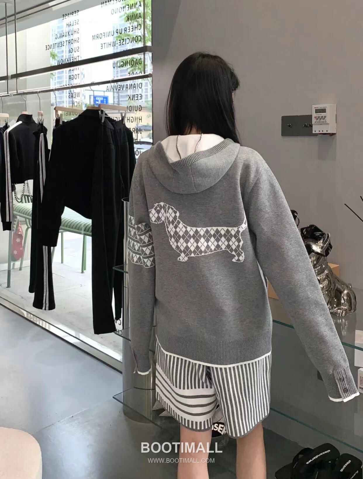 Thom Browne Back Diamond Quilted Dog Knit Hooded Zip-Up Jacket Grey 톰브라운 백 다이아몬드 퀼팅 독 니트 후드 집업 자켓 그레이 2658 8