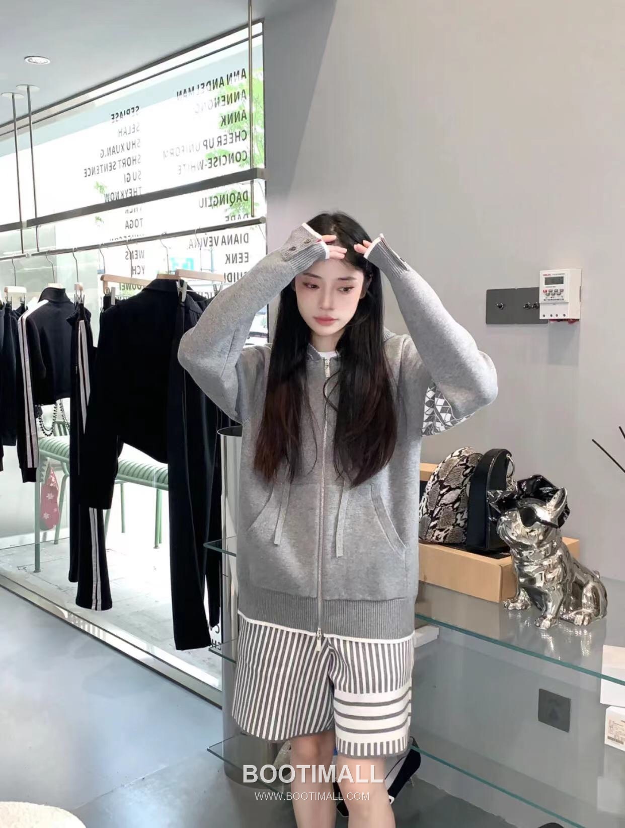 Thom Browne Back Diamond Quilted Dog Knit Hooded Zip-Up Jacket Grey 톰브라운 백 다이아몬드 퀼팅 독 니트 후드 집업 자켓 그레이 2658 9