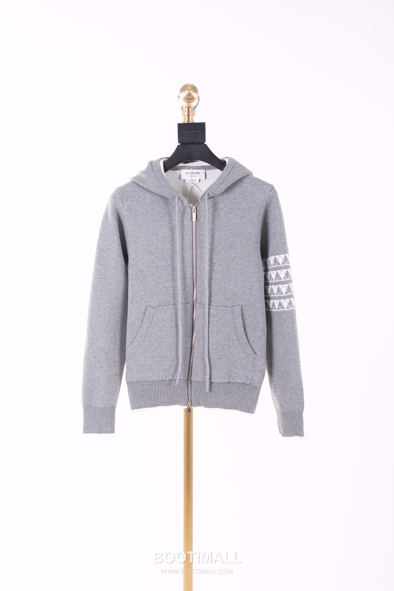 Thom Browne Back Diamond Quilted Dog Knit Hooded Zip-Up Jacket Grey 톰브라운 백 다이아몬드 퀼팅 독 니트 후드 집업 자켓 그레이 2658 10