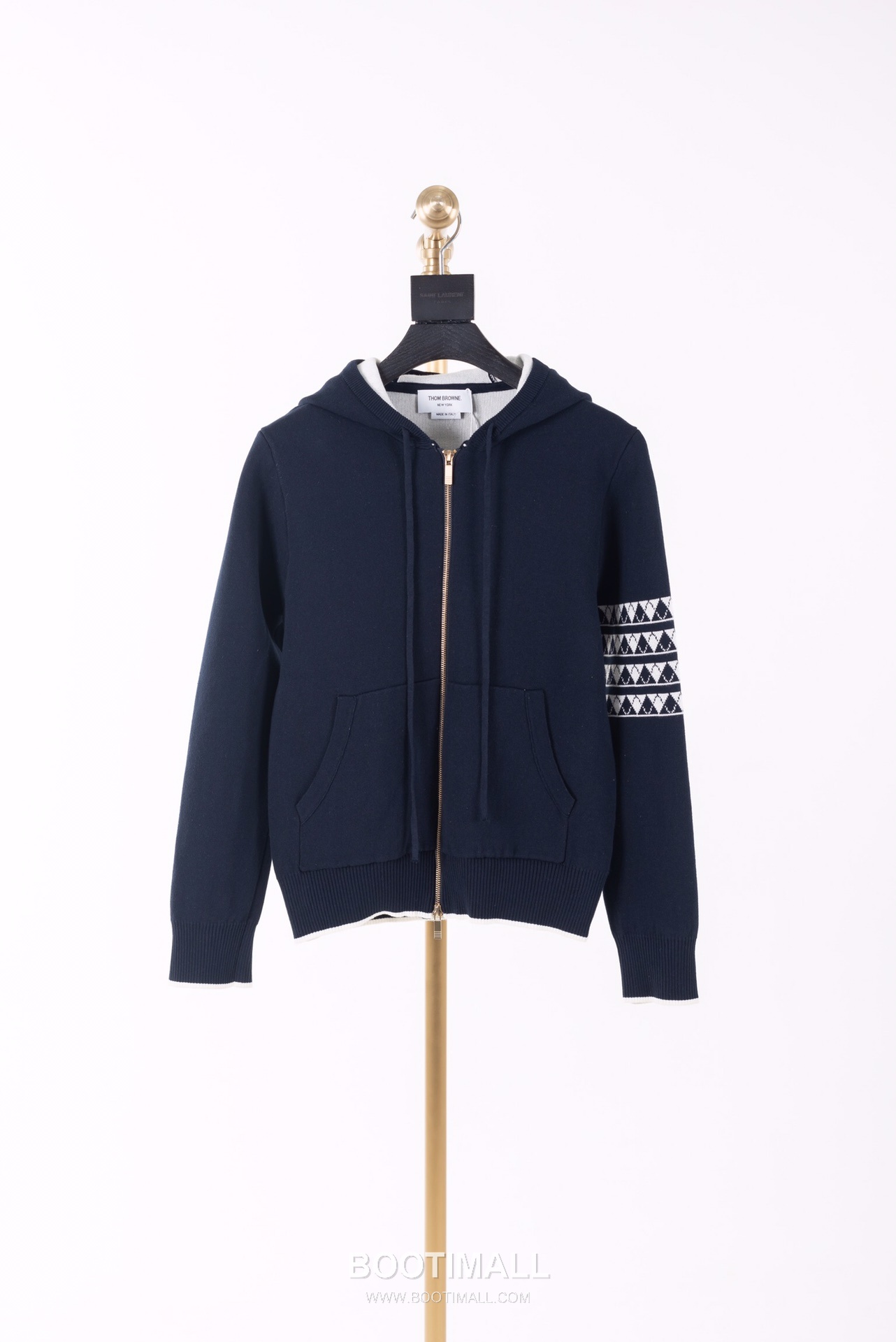 Thom Browne Back Diamond Quilted Dog Knit Hooded Zip-Up Jacket Grey 톰브라운 백 다이아몬드 퀼팅 독 니트 후드 집업 자켓 그레이 2658 4