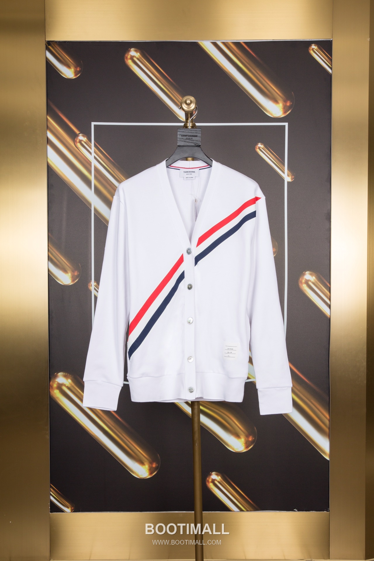 Thom Browne Diagonal Stripe V-Neck Cardigan Navy White 톰브라운 대각선 스트라이프 브이넥 가디건 네이비 화이트 2159 1
