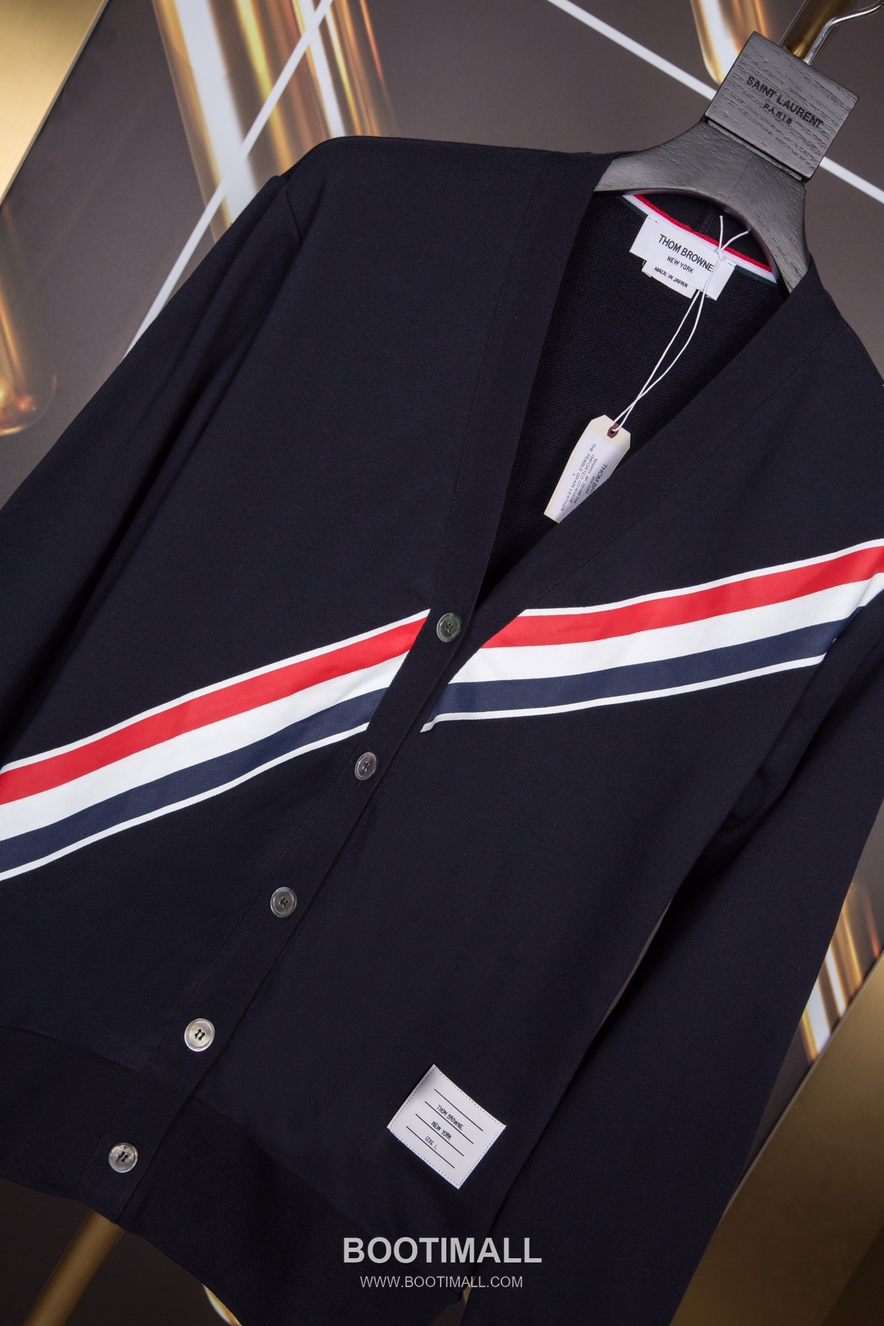 Thom Browne Diagonal Stripe V-Neck Cardigan Navy White 톰브라운 대각선 스트라이프 브이넥 가디건 네이비 화이트 2159 5