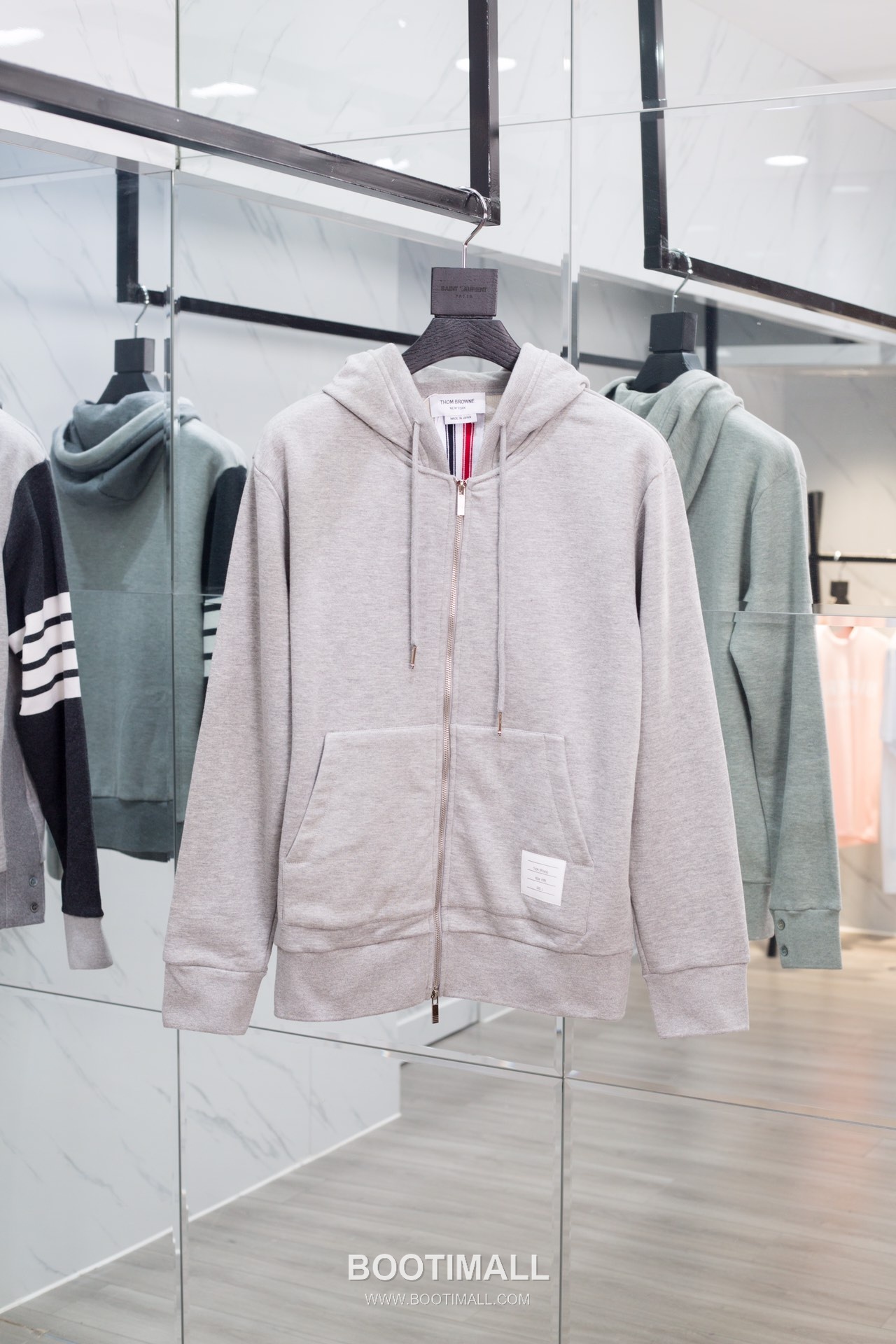 Thom Browne Back Webbing Zip-Up Hoodie Jacket Grey 톰브라운 백 웨빙 집업 후디 자켓 그레이 TB61 3