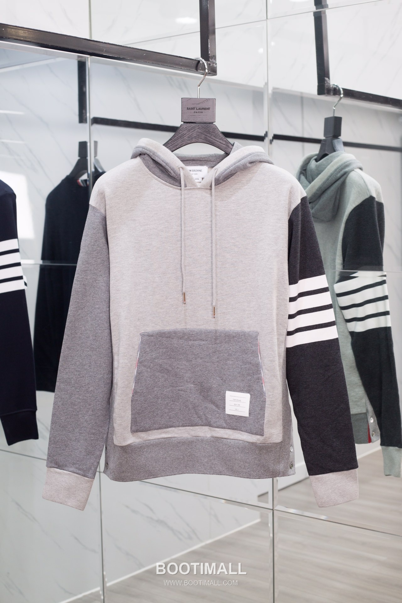 Thom Browne Color Block Woven Hoodie Grey Thom Browne 컬러 블록 색직조 후드 스웨트셔츠 그레이 TB52 3