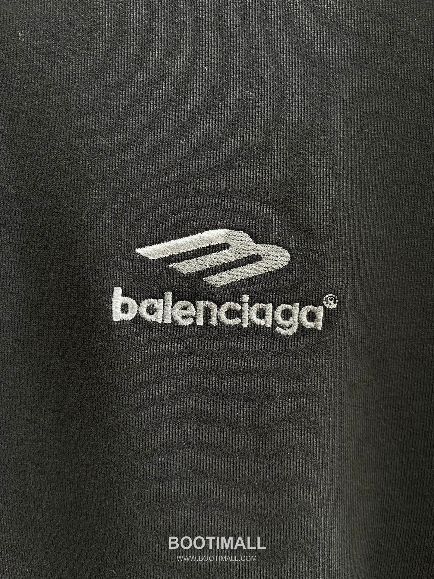 Balenciaga Embroidered Logo Washed Cotton Zip Hooded Sweatshirt Black 발렌시아가 자수 로고 워시드 코튼 집업 후드 스웨트셔츠 블랙 50076 11