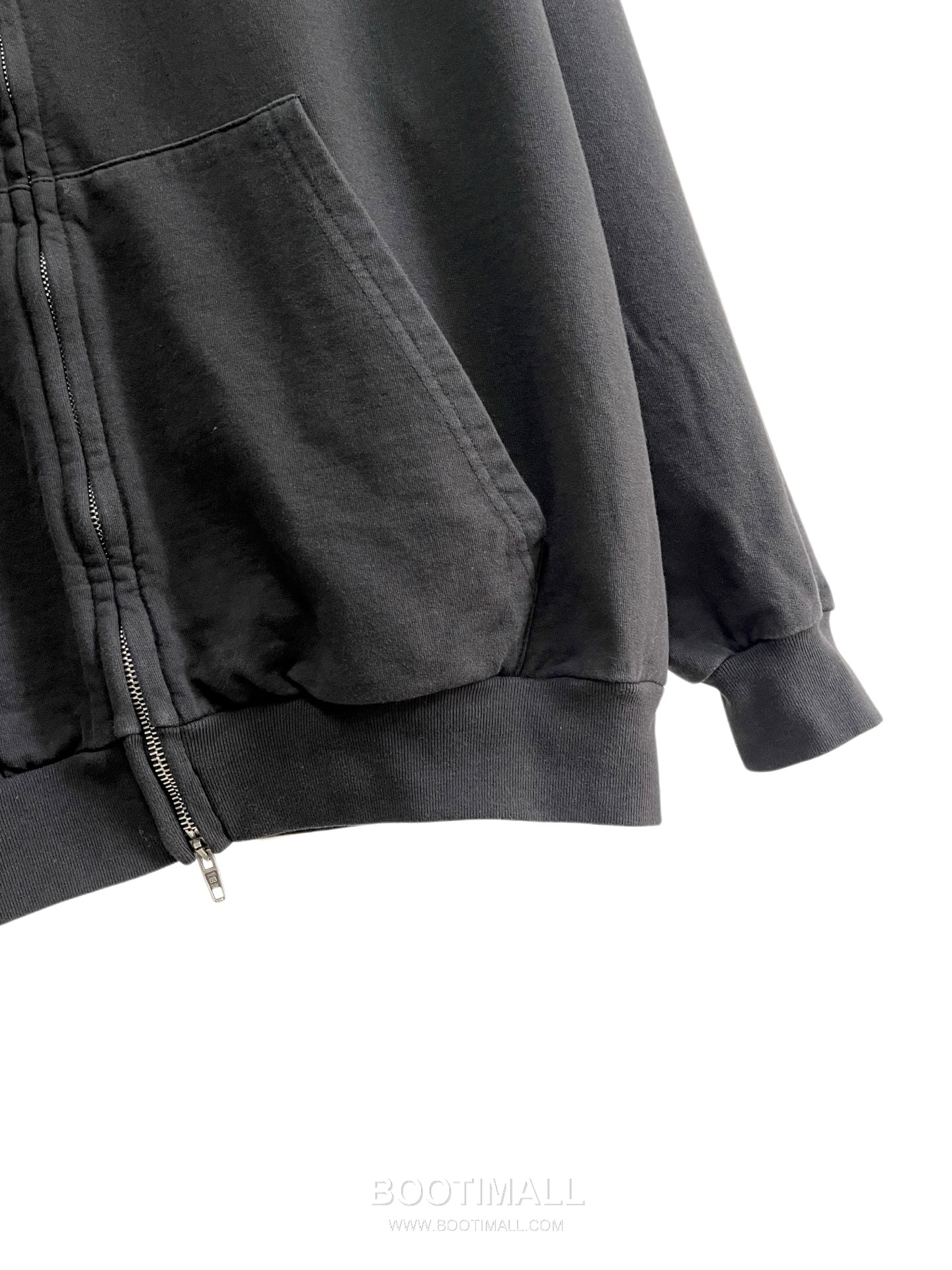 Balenciaga Embroidered Logo Washed Cotton Zip Hooded Sweatshirt Black 발렌시아가 자수 로고 워시드 코튼 집업 후드 스웨트셔츠 블랙 50076 13