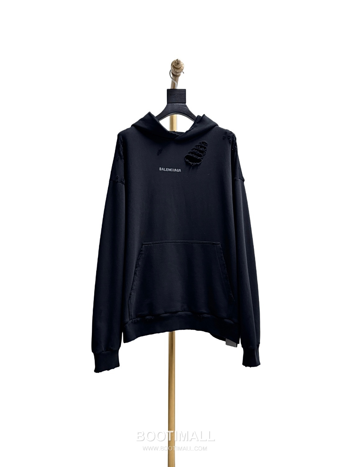 Balenciaga Distressed Rhinestone Logo Hoodie Black 발렌시아가 디스트레스드 라인스톤 로고 후드티 블랙 22052 10
