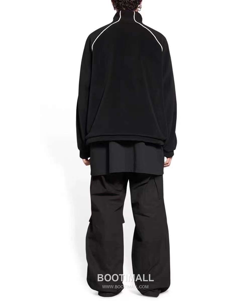 Balenciaga Double Hook Embroidery Stripe Fleece Zip-Up Jacket Black White 발렌시아가 더블 후크 자수 스트라이프 플리스 집업 자켓 블랙 화이트 2657 9