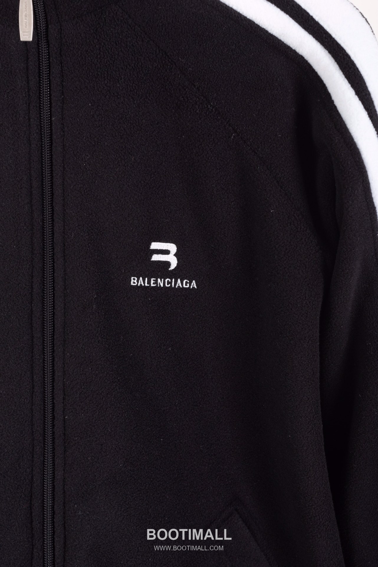 Balenciaga Double Hook Embroidery Stripe Fleece Zip-Up Jacket Black White 발렌시아가 더블 후크 자수 스트라이프 플리스 집업 자켓 블랙 화이트 2657 14