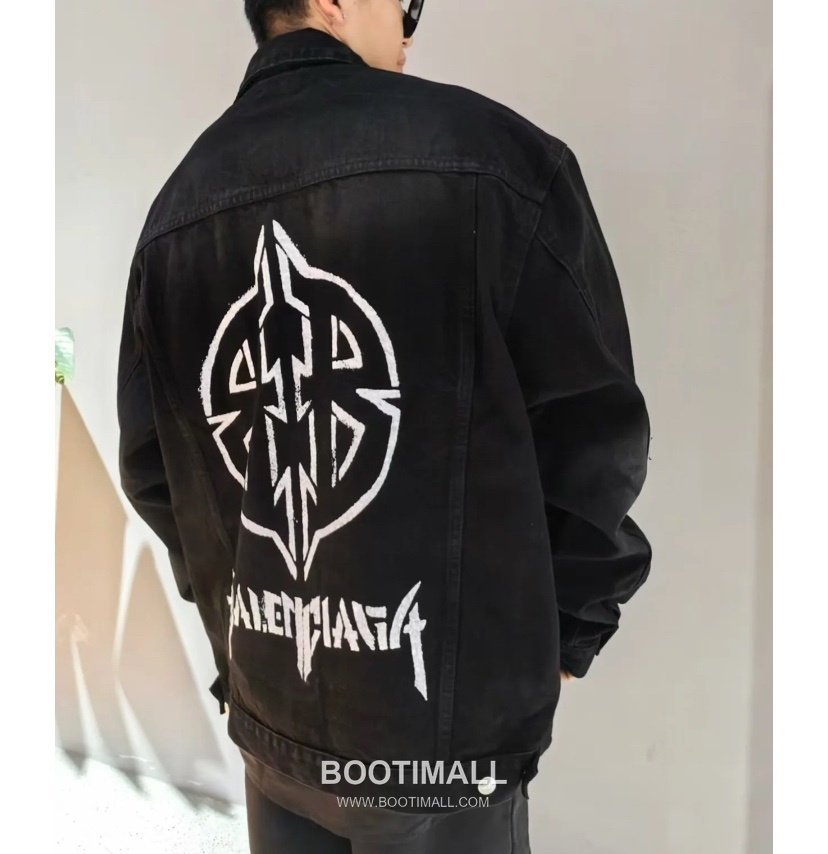 Balenciaga Double B Logo Denim Jacket Black 발렌시아가 더블 B 로고 데님 자켓 블랙 22181 7