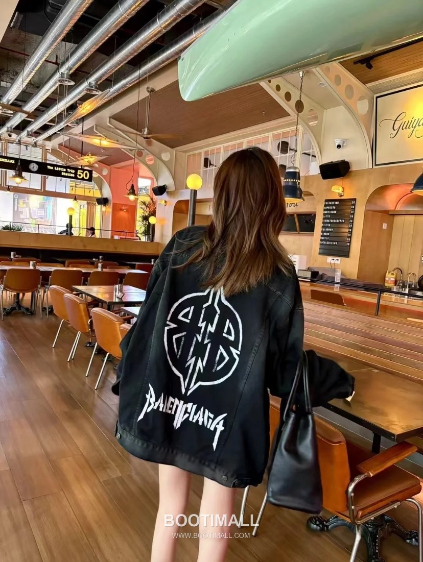 Balenciaga Double B Logo Denim Jacket Black 발렌시아가 더블 B 로고 데님 자켓 블랙 22181 9