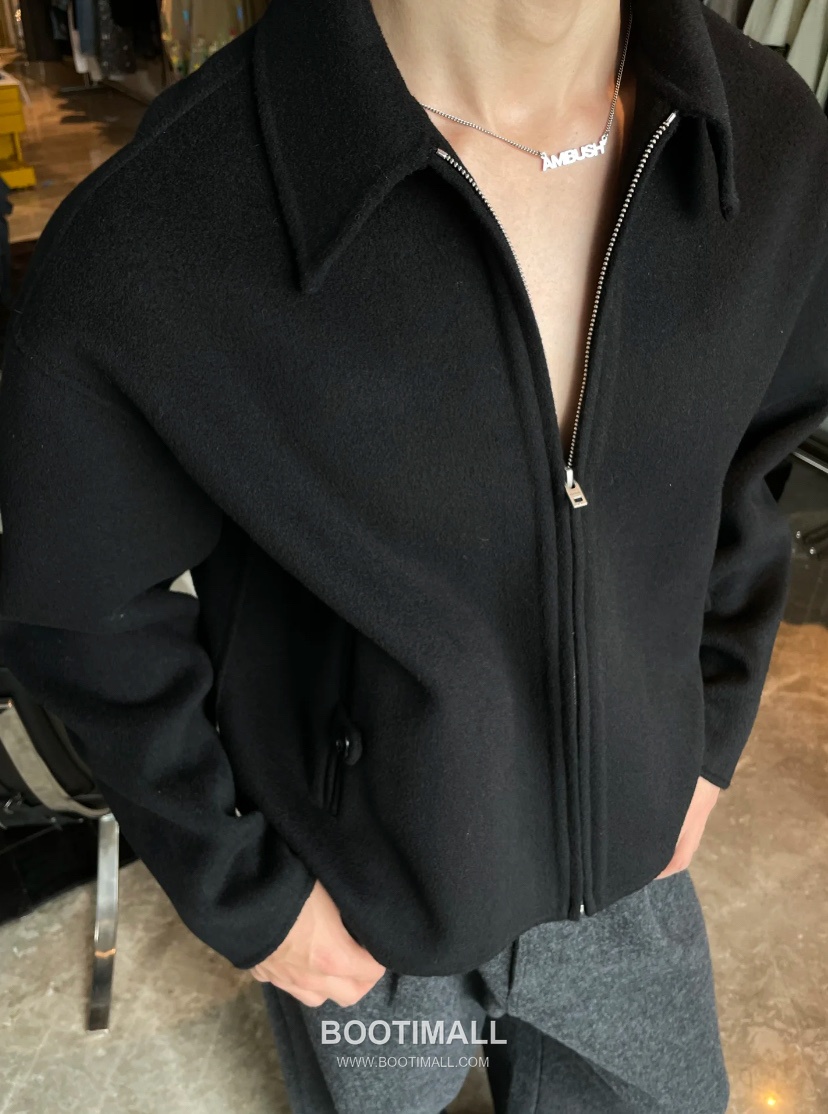 Acne Studios Cashmere Wool Collar Zip Jacket Black 아크네 스튜디오 캐시미어 울 칼라 집업 자켓 블랙 60065 2