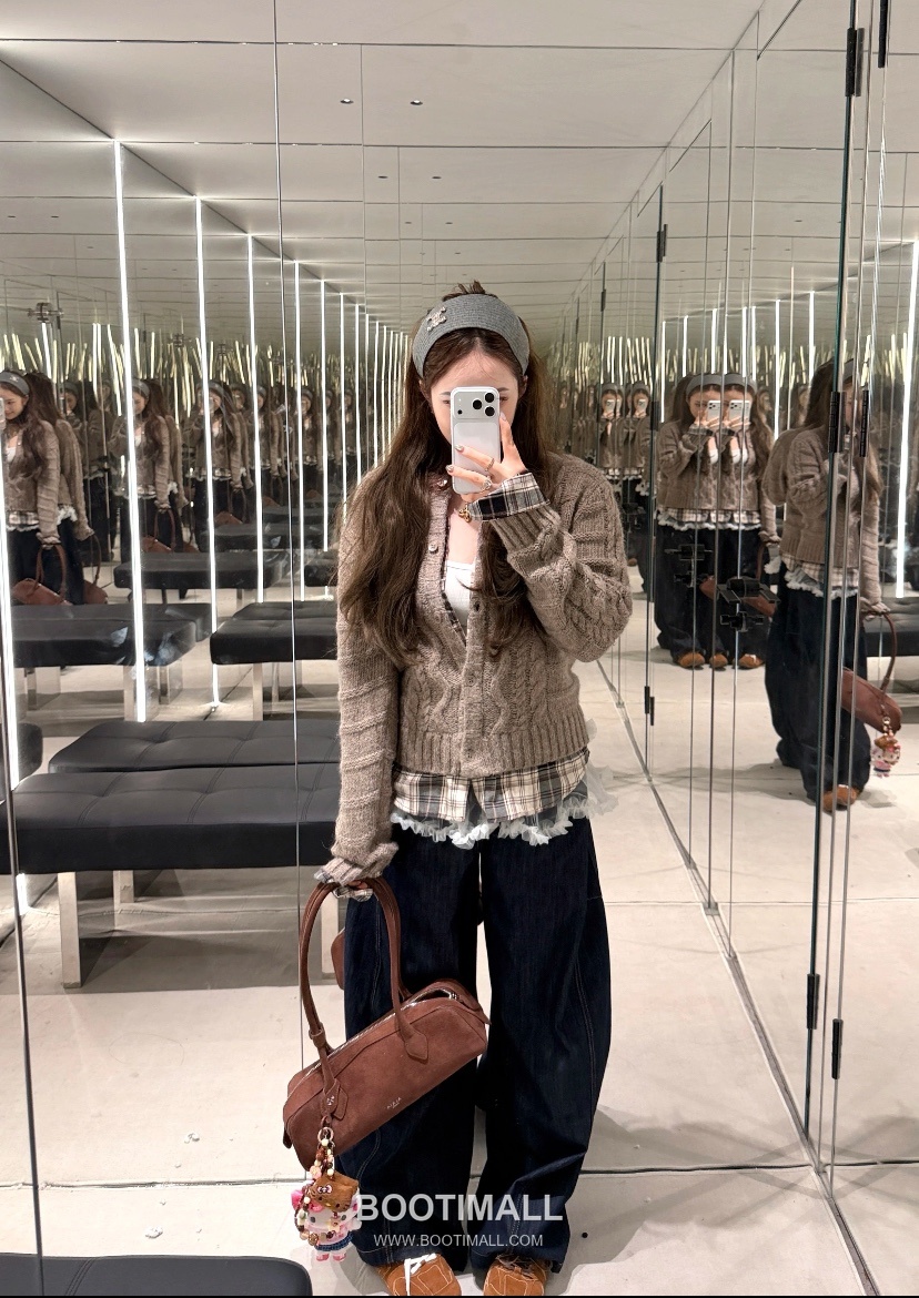 Acne Studios Cable Knit Plaid Panel Wool Cardigan Gray 아크네 스튜디오 케이블 니트 플레이드 패널 울 카디건 그레이 31602 6