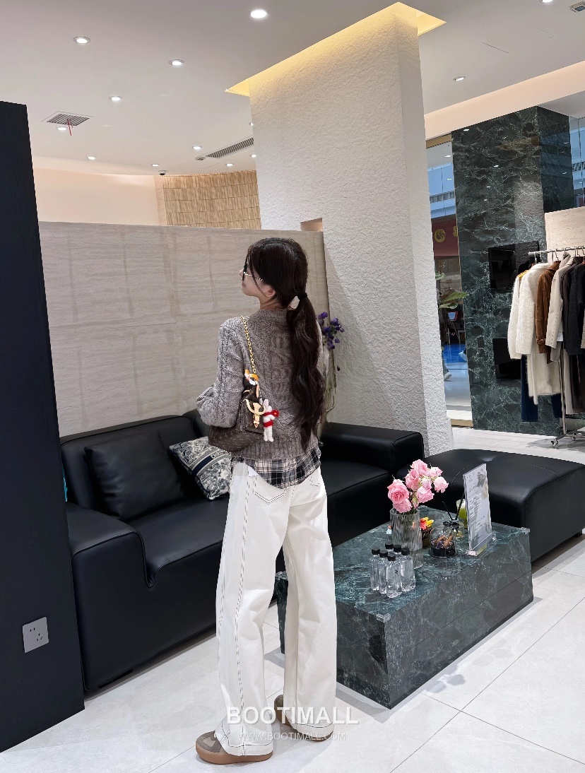 Acne Studios Cable Knit Plaid Panel Wool Cardigan Gray 아크네 스튜디오 케이블 니트 플레이드 패널 울 카디건 그레이 31602 8