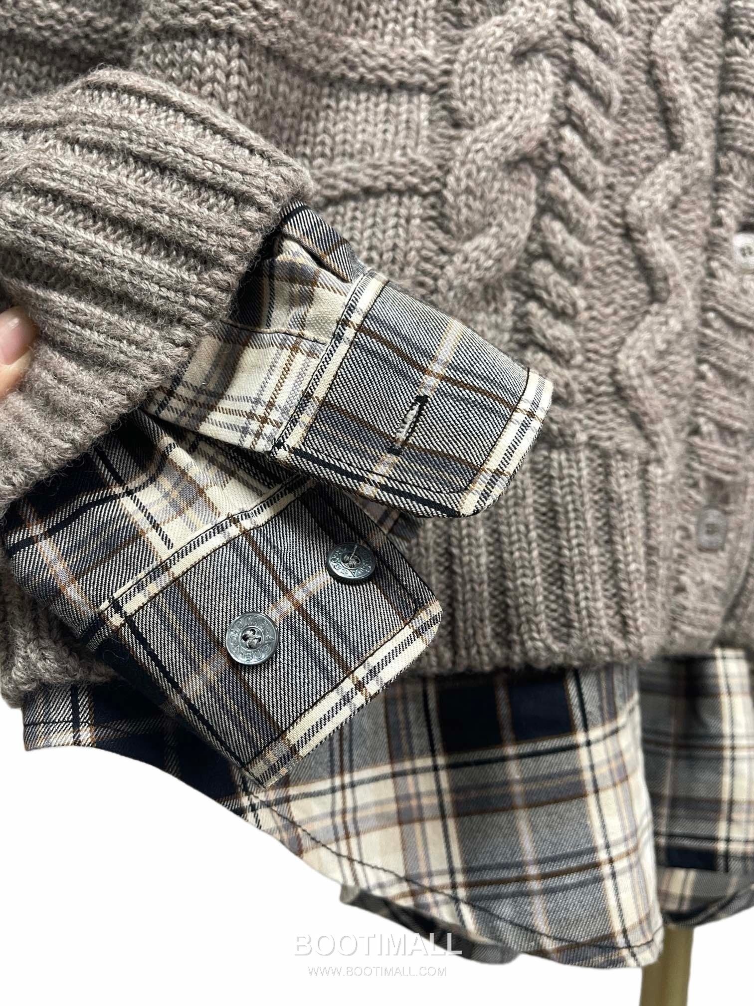 Acne Studios Cable Knit Plaid Panel Wool Cardigan Gray 아크네 스튜디오 케이블 니트 플레이드 패널 울 카디건 그레이 31602 13