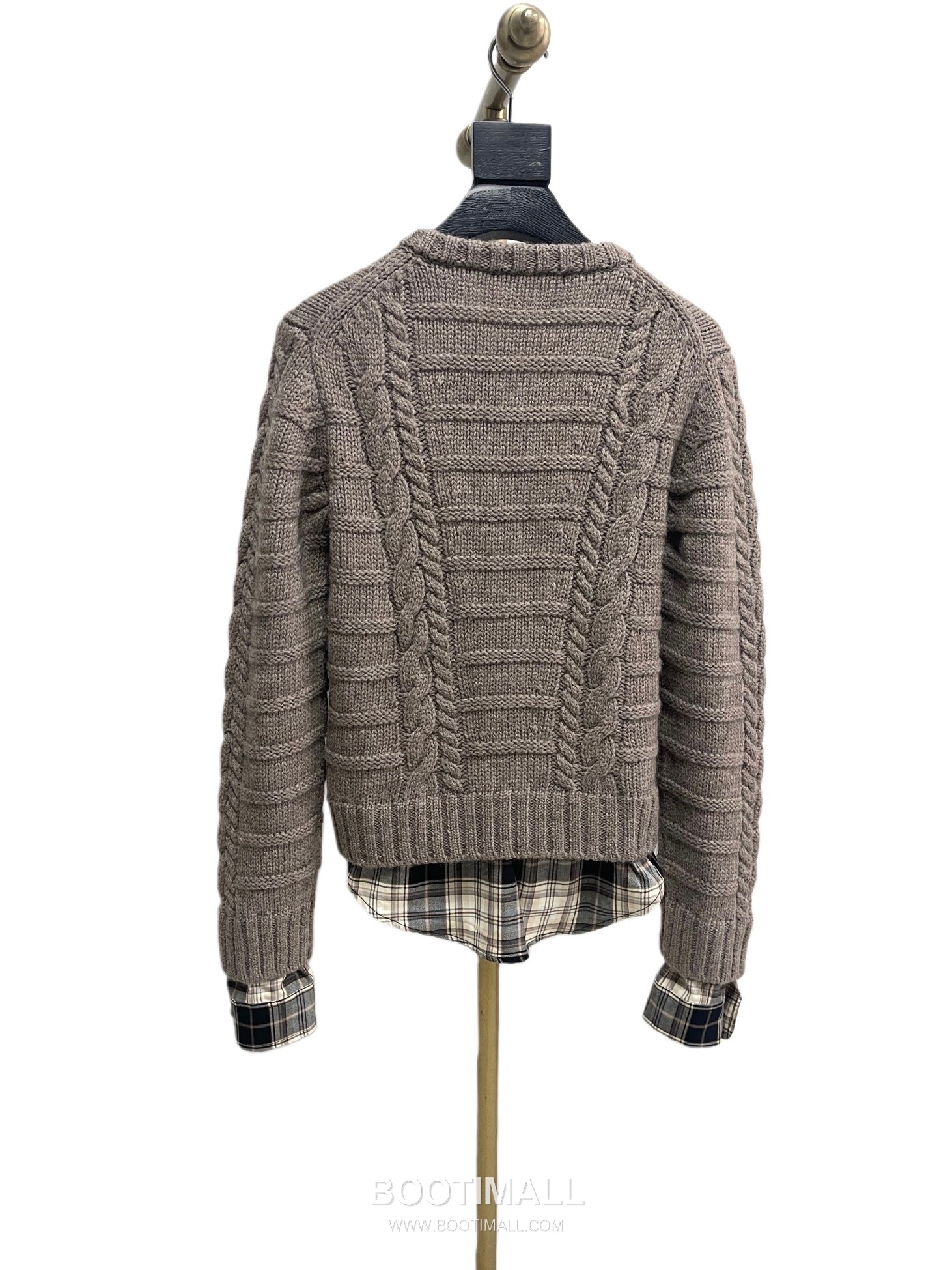 Acne Studios Cable Knit Plaid Panel Wool Cardigan Gray 아크네 스튜디오 케이블 니트 플레이드 패널 울 카디건 그레이 31602 17
