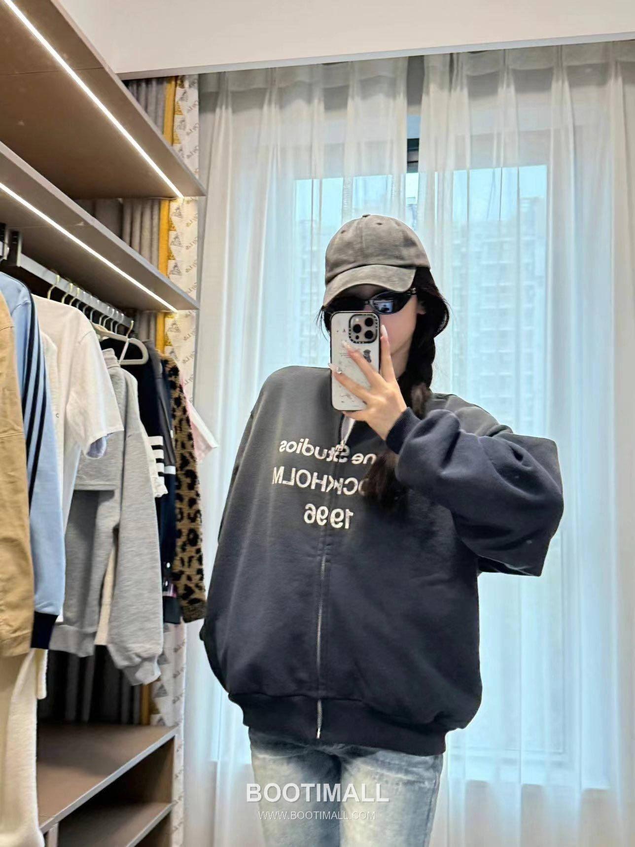Acne Studios Stockholm 1996 Logo Cotton Blend Zip-Up Hoodie Charcoal 아크네 스튜디오 스톡홀름 1996 로고 코튼 블렌드 집업 후디 차콜 2