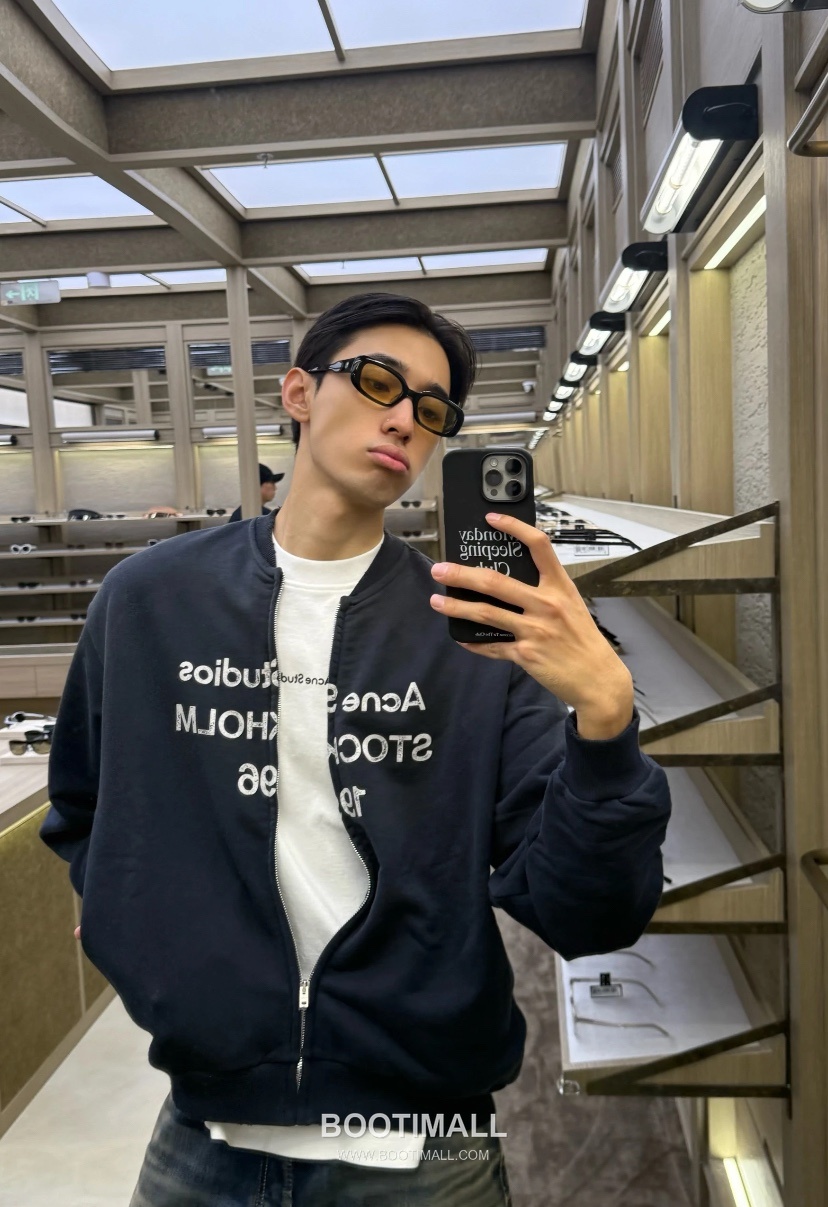 Acne Studios Stockholm 1996 Logo Cotton Blend Zip-Up Hoodie Charcoal 아크네 스튜디오 스톡홀름 1996 로고 코튼 블렌드 집업 후디 차콜 3