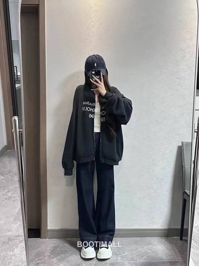 Acne Studios Stockholm 1996 Logo Cotton Blend Zip-Up Hoodie Charcoal 아크네 스튜디오 스톡홀름 1996 로고 코튼 블렌드 집업 후디 차콜 6