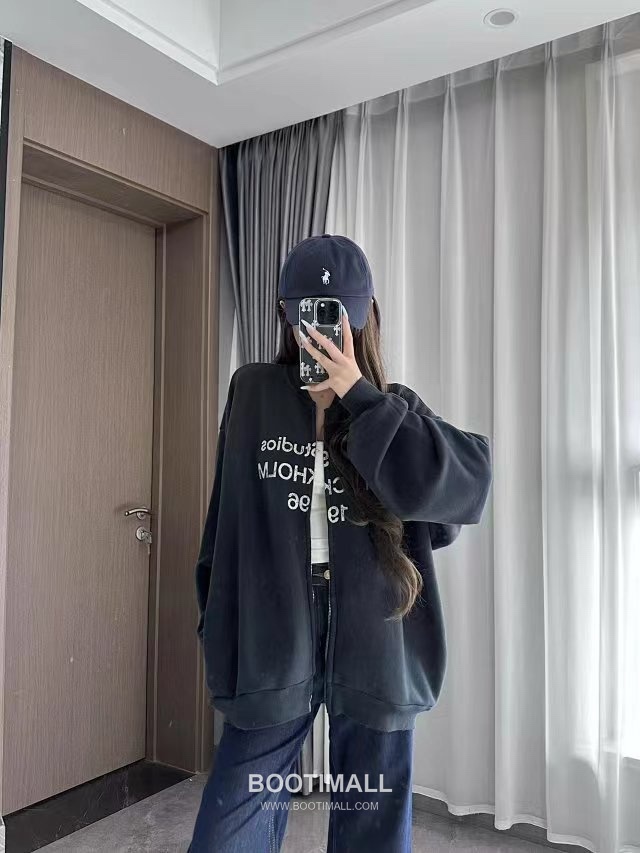 Acne Studios Stockholm 1996 Logo Cotton Blend Zip-Up Hoodie Charcoal 아크네 스튜디오 스톡홀름 1996 로고 코튼 블렌드 집업 후디 차콜 7