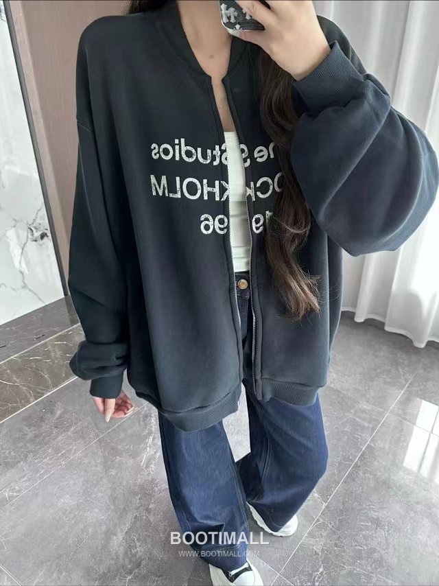 Acne Studios Stockholm 1996 Logo Cotton Blend Zip-Up Hoodie Charcoal 아크네 스튜디오 스톡홀름 1996 로고 코튼 블렌드 집업 후디 차콜 8